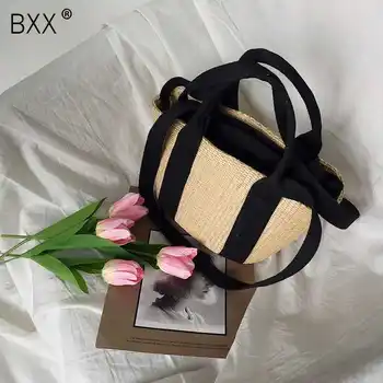 

[BXX] Women's Single Shoulder Crossbody Bag All-match 2020 Summer Straw Bag Woven Bamboo Basket Bags Ladies Rattan Handbag HE847