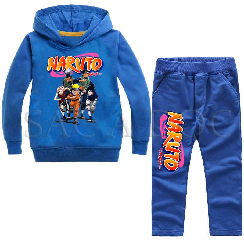 

3 Color Naruto Print Boys Girls Clothes Suit Sweatshirt Kids Baby Hoodie Sport Tracksuit Outwear 2PC Children Hoodies+Pants Sets