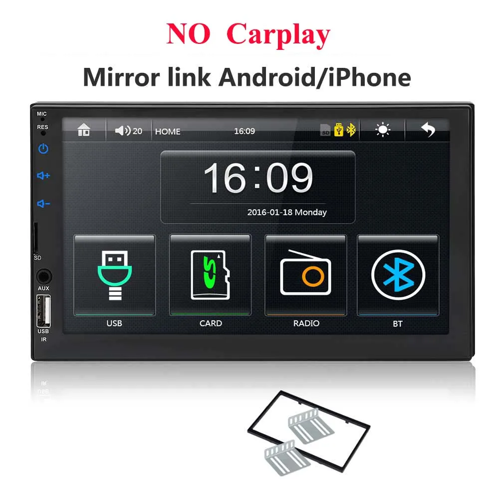 2 din автомагнитола " HD сенсорный экран плеер Android Авто Carplay мультимедиа MP5 FM/USB/AUX/Bluetooth автомобильный аудио для камеры заднего вида - Цвет: radio with frame