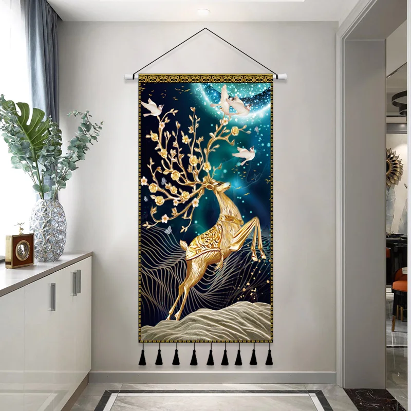 

Nordic Elk tapestry hanging cloth living room cloth painting wall decoration painting dining room tapestry hanging cloth