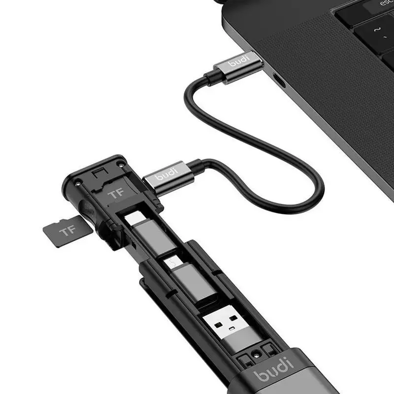 BUDI Multi-function Smart Adapter Card Storage Data TF types Cable USB Box 6 KIT SD Memory Card SIM Multi-Cable Reader Cable — view 3