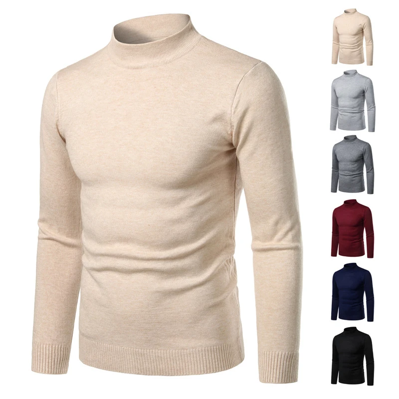 high neck sweater men Men High Neck Turtleneck Cashmere Knitwear Autumn Winter Thick Warm Sweater Male Slim Pullover Casual Solid Long Sleeves Tops mens fisherman sweater