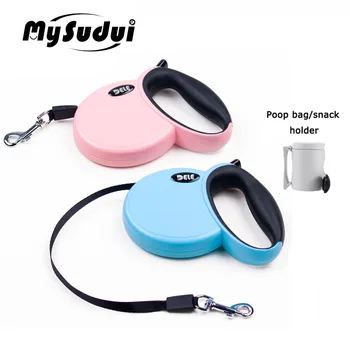 

MySudui Dele 3M Puppy Dog Leash Retractable Automatic Dog Rope Strap Belt Anti-Skid Chains With Poop Bag Holder Pugs Chihuahua