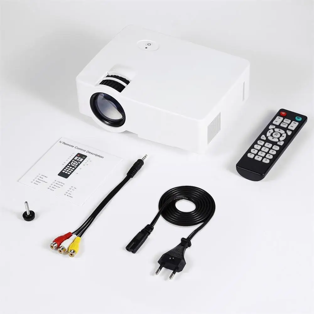 E08S Mini Portable Projector 200 Lumen 800 x 480 Full HD LED Video Home Cinema IR Remote Control Wi