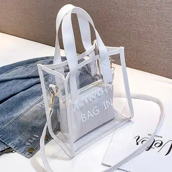 

Large Capacity Bags For Women 2020 New Summer Hipster Transparent Jelly Bag All-match Bucket Crossbody Mother And Child Bag