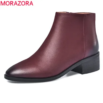 

MORAZORA 2020 top quality genuine leather shoes women ankle boots vintage autumn winter short boots simple casual shoes woman