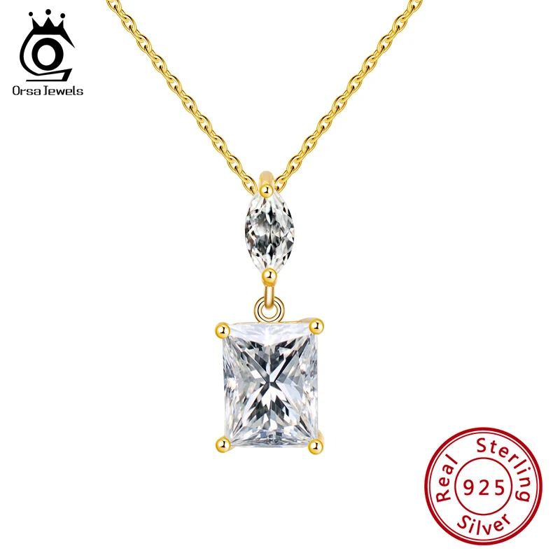 ORSA JEWELS Настоящее 925 AAAA циркониевое ожерелье с подвеской из стерлингового серебра, скользящая подвеска, простое короткое ожерелье, подлинное ювелирное изделие SN182