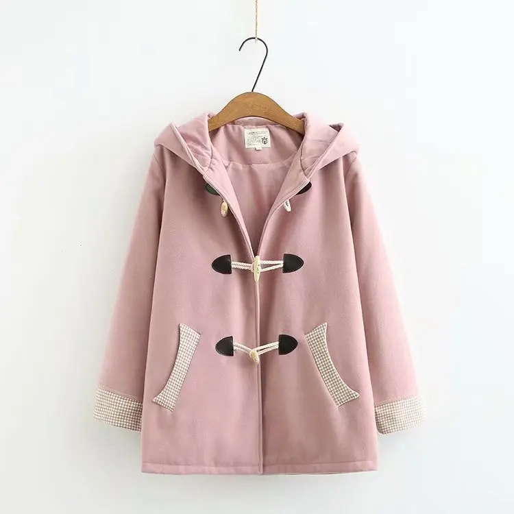 Осень и зима стиль шерстяная куртка с кошачьими ушками Свободное пальто средней длины женское платье три цвета