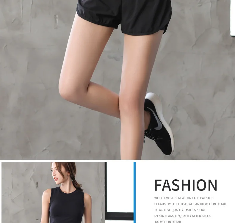New Style Mock Two-Piece Anti-Exposure with Lining Yoga Marathon Running Fitness Sports Shorts Female Summer