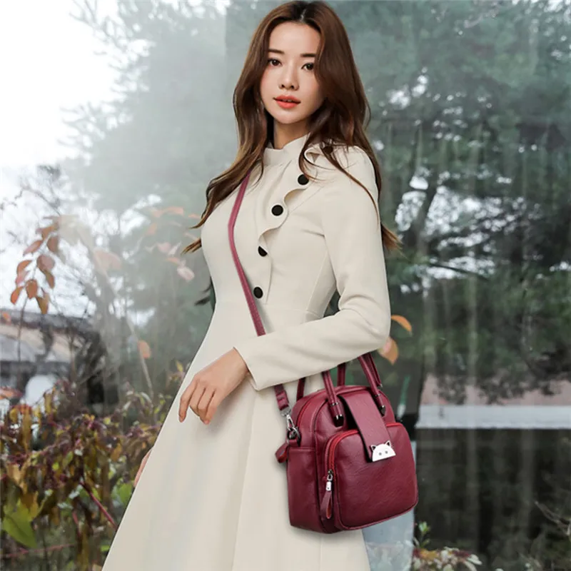 Multifunction Women Soft Leather Mini Backpack Female Shoulder Bag Sac a Dos Travel Ladies Bagpack Mochila School Bags For Girls
