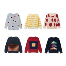 Новинка года, весенне-осенний Детский свитер для мальчиков и девочек, трикотажный джемпер из мериносовой шерсти с изображением машинки, топы, футболки, хлопковая детская одежда