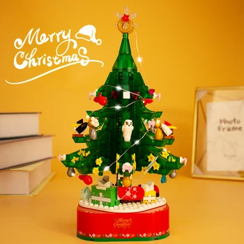 

SEMBO 486pcs Creator Expert Christmas Tree Music Box Set Village Train Santa Claus Gift Building Block Creator Christmas Kid Toy