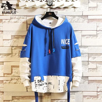 

Spring autumn men hoodies sweatshirts men Stitching printing streetwear hooded mens casual hooded Hip Hop sweatshirt M-5XL 19161