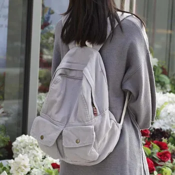 

Korean Fashion Canvas Backpack For Women Simple Casual Youth Travel Backpack Leisure School Bag For Teen Girl Shoulder Rucksack