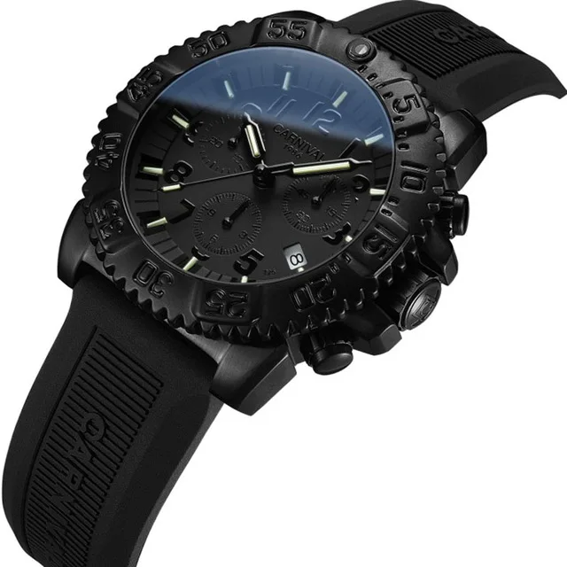 Black Dial Relogio Masculino, карнавальный бренд, военные армейские часы, мужские роскошные тритиевые самосветящиеся ныряльщики, хронограф, спортивные кварцевые часы - Цвет: Black Dial