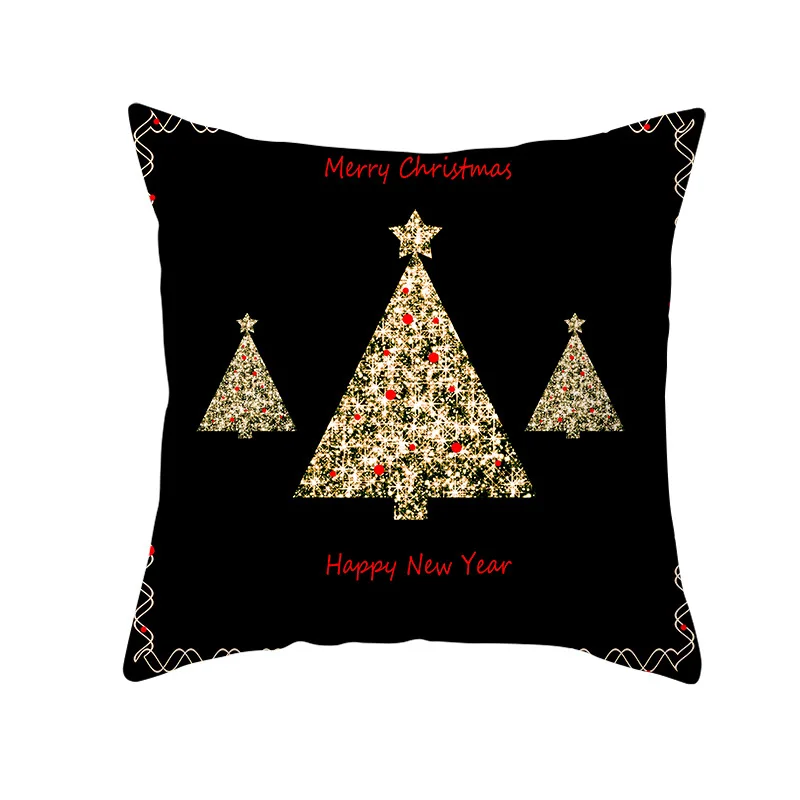 Christmas Decorations for Home Gold Black Snowflake Elk Cushion Cover Navidad Xmas Ornaments New Year Christmas Gift - Цвет: 25