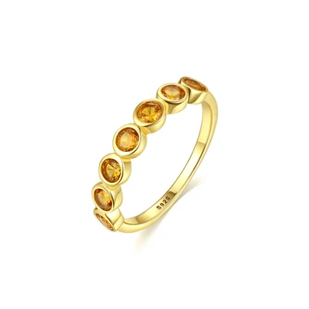 

MetJakt S925 Sterling Silver Inlaid Citrine Fashion Simple Atmosphere Women's Ring