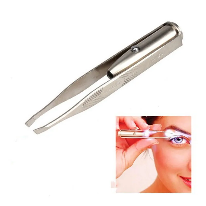 

Women's Beauty Tool Make Up Tool LED Light Eyelash Eyebrow Hair Removal Tweezer Face Hair Remover Stainless Makeup Cosmetic