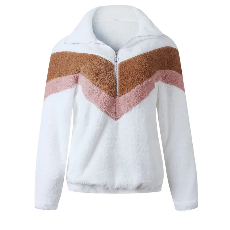 zipper faux fur hoodies women22