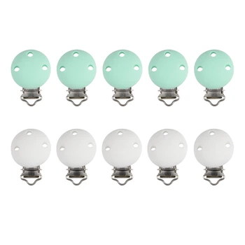 

10 Pcs Pacifier Clips Colored Children Round 3 Hole Wooden Nursing Accessories Nipple Clip Nipple Holder Pacifier Clip