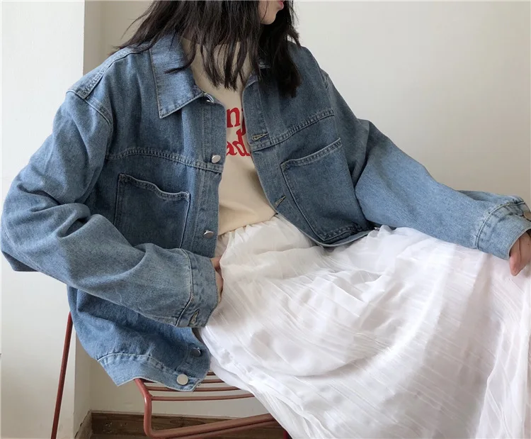 

Photo Shoot 2019 Spring New Style WOMEN'S Dress Classic Loose Version of the Type Jeans Coat Upper Body BF Sense Jacket Women's