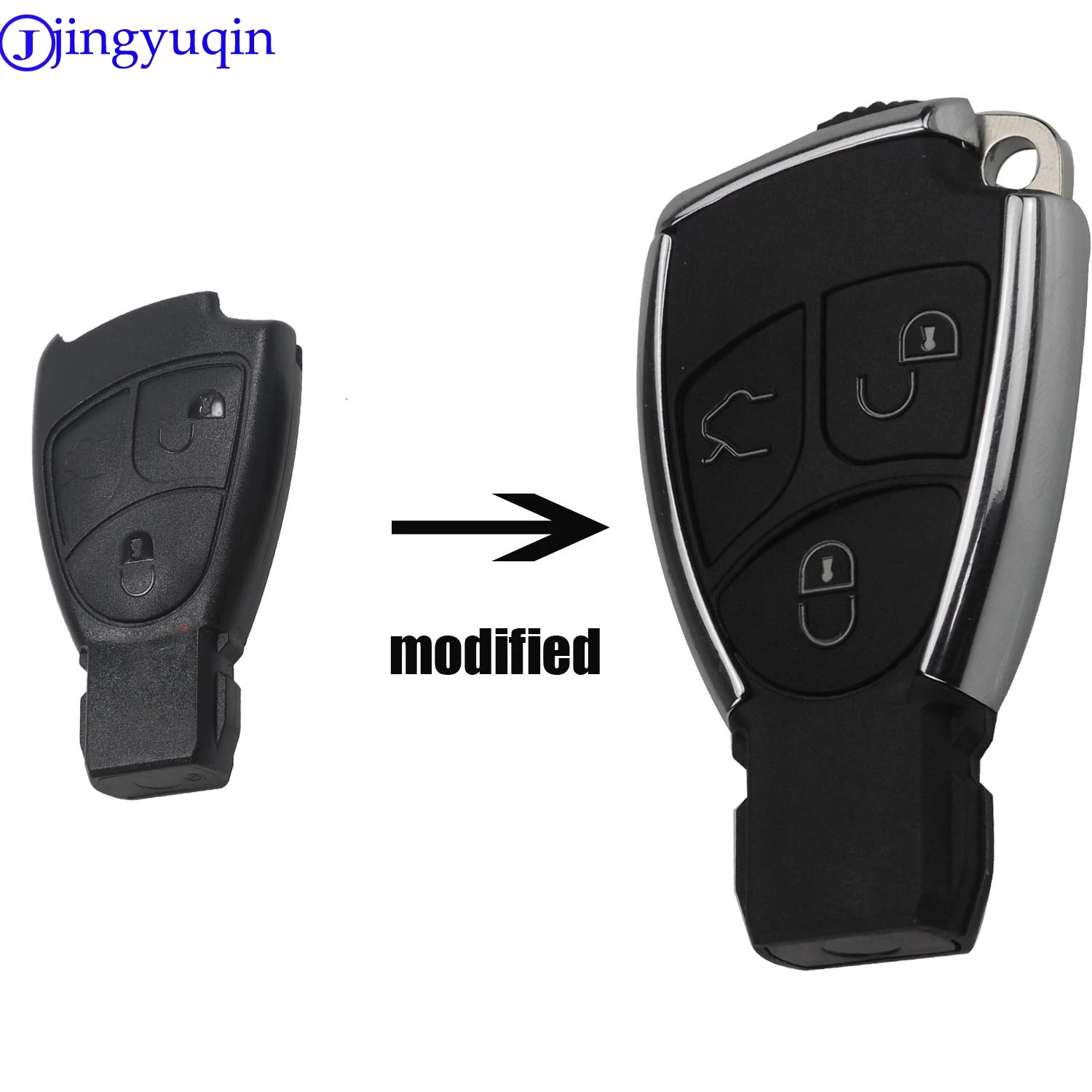 

jingyuqin 5ps 3B Remote Auto Smart Key Case Shell For Mercedes Benz B C E ML S CLK CL GL W211 Chrome Style With Battery Holder