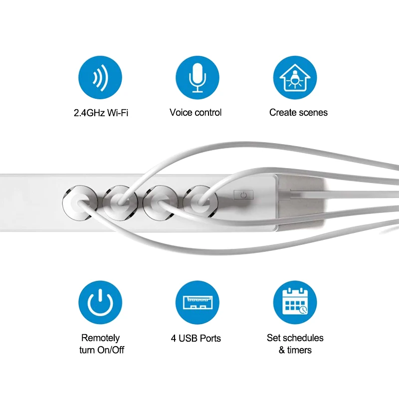 4 розетки ЕС Plug Wifi Smart power Strip с 4 usb-портом синхронизации приложение Голосовое управление работа с Alexa, Google Home Assistant