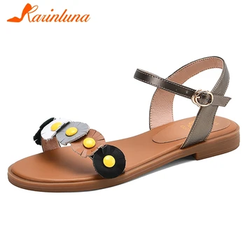 

Karinluna 2020 Fashion New Large Size 43 Buckle Strap Summer Shoes Woman Sandals Female Sweet Flowers Comfortable Samdals Female