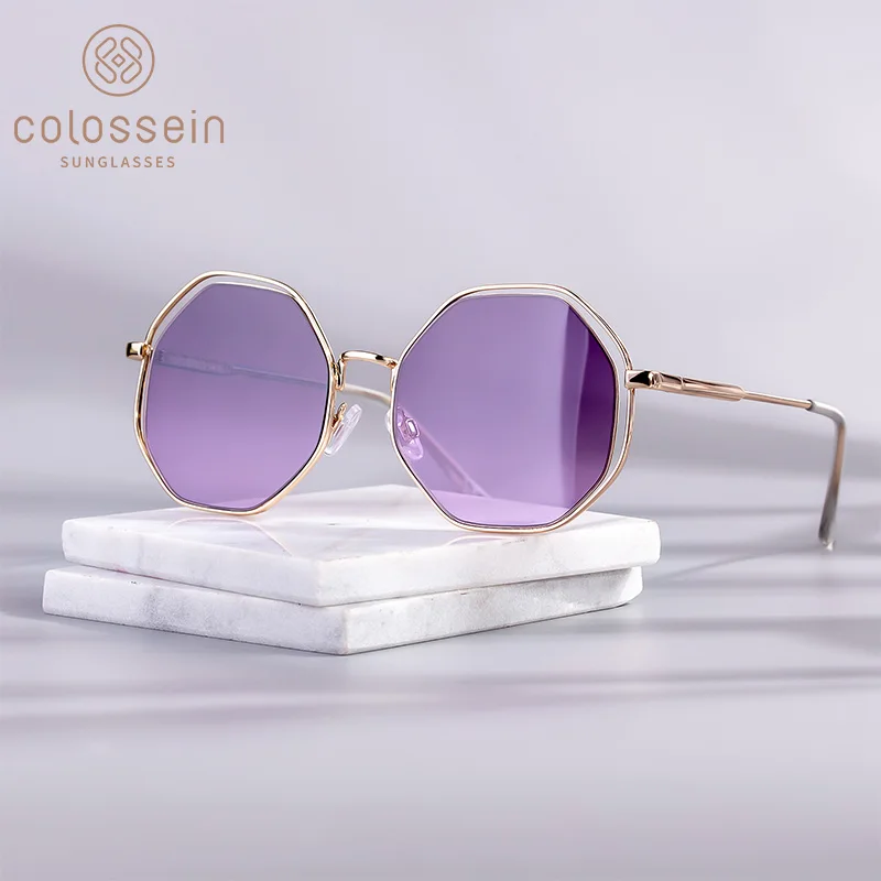 

COLOSSEIN Vintage Sunglasses Women Fashion Polygon Frame Sunglasses Female Sun Glasses Retro Metal Eyewear Classic UV400 Glasses