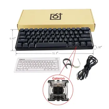 

RGB Backlit Bluetooth 5.0 Wireless Dual Mode Mechanical Keyboard,Portable Compact Waterproof Mini Gaming 61 Gateron Keys