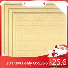  3D DIY Decor Home Brick Wall Stickers Living Room Waterproof Foam Room Adhesive Sticker Wallpaper Made Decals For Kitchen 