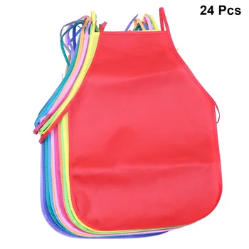 

24 pcs Kids Aprons Non-woven Colored Artists Painting Aprons Fabric Apron for Community Event Kitchen Classroom