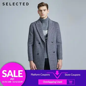 

SELECTED Woolen Plaid Jacket Men's Mid-length Check Wool Coat |419427529