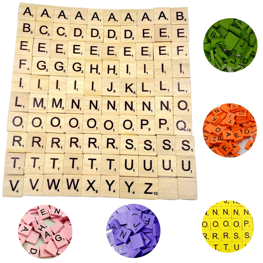 Wooden Scrabble Letters 100 Pcs Set Wooden Alphabet Scrabble Tiles Black Letters Numbers Digital Puzzle Wooden Toys For Child Decorative Letters Numbers Aliexpress