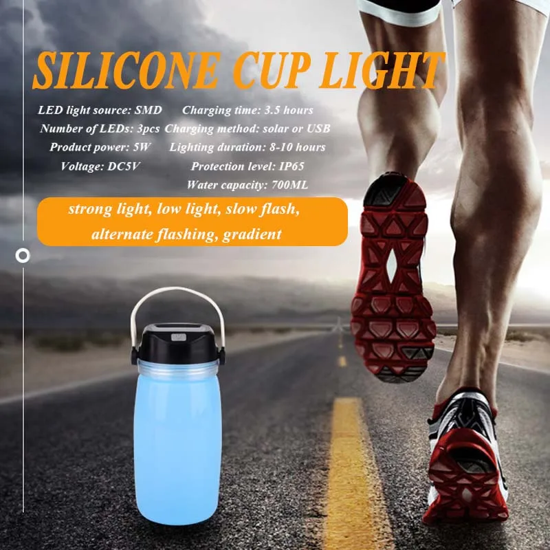 

Power Bank Solar Floodlight Camping Hiking LED 3 Color Multifunction Water Bottle Garden Lamp Outdoor Home Decor