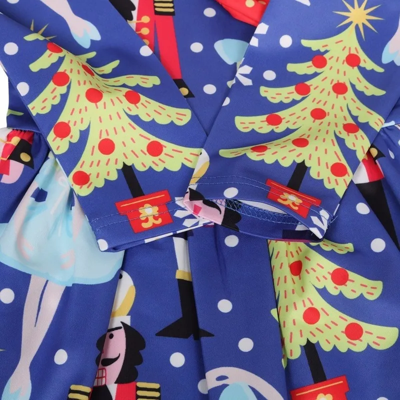 Новые детские платья Nutcracke для девочек; длинное рождественское платье без рукавов; платья принцессы с принтом Санта-Клауса; детская одежда эльфа