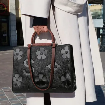 

Flower Pattern Crossbody Bag for Women Genuine Leather Luxury Handbags Women Bags Designer Office Ladies Hand Bag Louis Brand gg