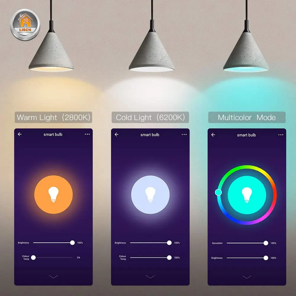 RGB E27 E26, Wifi, умный светильник, лампа, WiFi, светодиодный светильник, 7 Вт, 9W10W, светодиодный светильник, поддержка Alexa, Google Home, IFTTT, голосовой пульт дистанционного управления