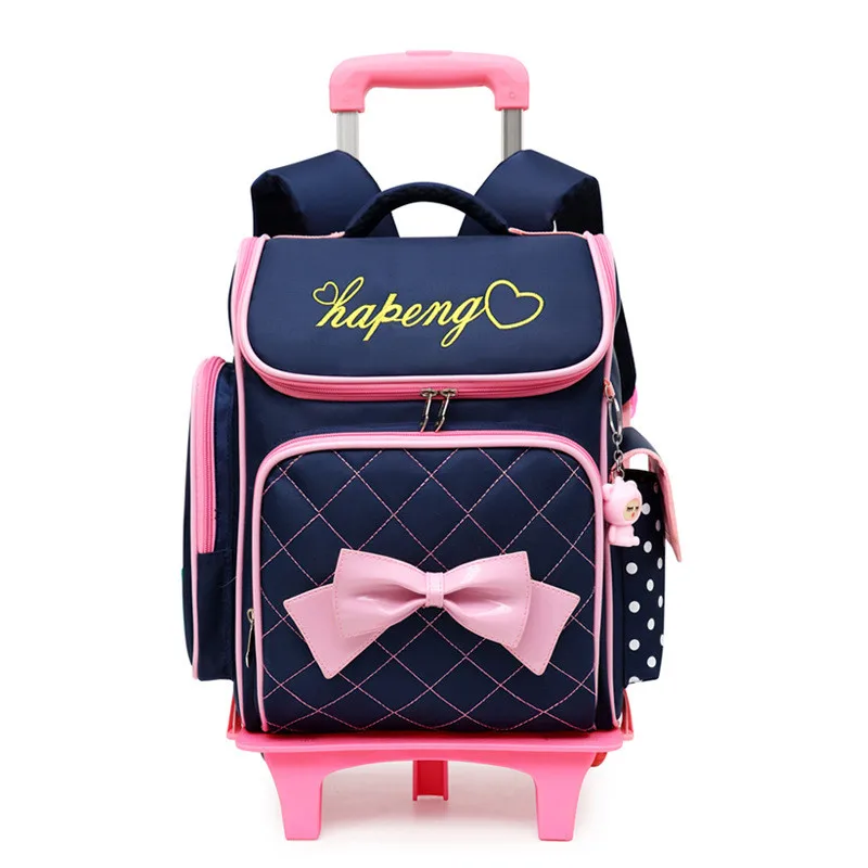 

Detachable Trolley Children school bags Girls Bow Backpacks Kids travel luggage book bag princess Schoolbag Mochilas Escolares