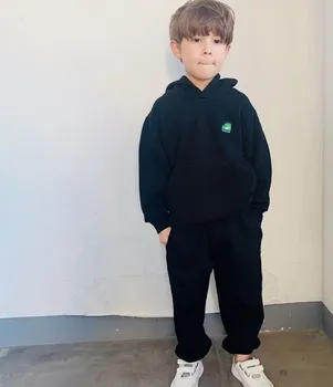 

2020 Fall Winter Children's Set Fashion Boy Black Loose 2 Piece Set Kids Clothes