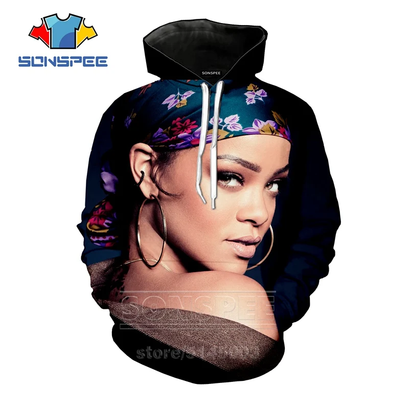 Rihanna толстовки осень для мужчин женщин толстовка 3D принт сексуальная певица с длинным рукавом хип хоп Уличная Топы пуловер с круглым вырезом C059-10
