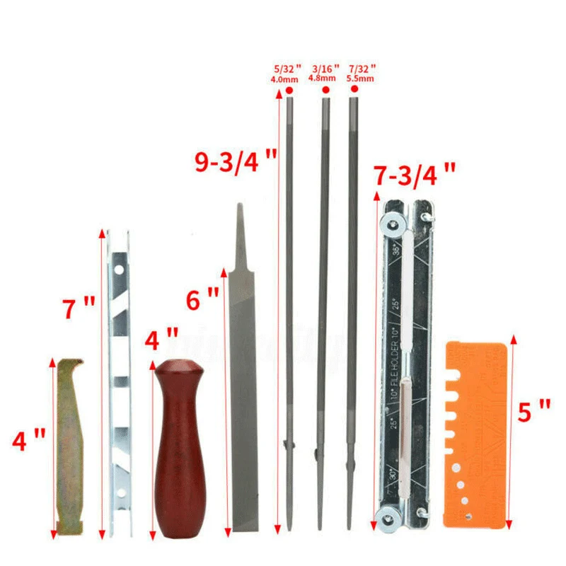 Фото Набор для ЗАТОЧКИ ЦЕПНОЙ ПИЛЫ направляющая пилка хранения набор инструментов