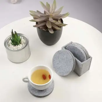 

10pcs/set Round Felt Coaster Cup Mat Pad + 1 Storage Box for Bowl Mug Glass Plate Creative Placemats Drink Accessories N06