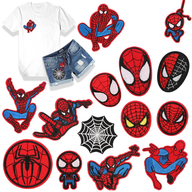 Marvel Cloth Patch Spiderman Embroidered Clothing Patches Anime Cartoon Decoration Accessories for Shirt Pants Jeans Bags | Дом и сад
