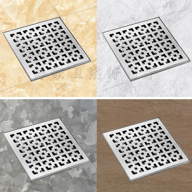 Brushed Nickel 20cm Floor Drain Large Flow Bathroom Shower Drain Waste water Drain