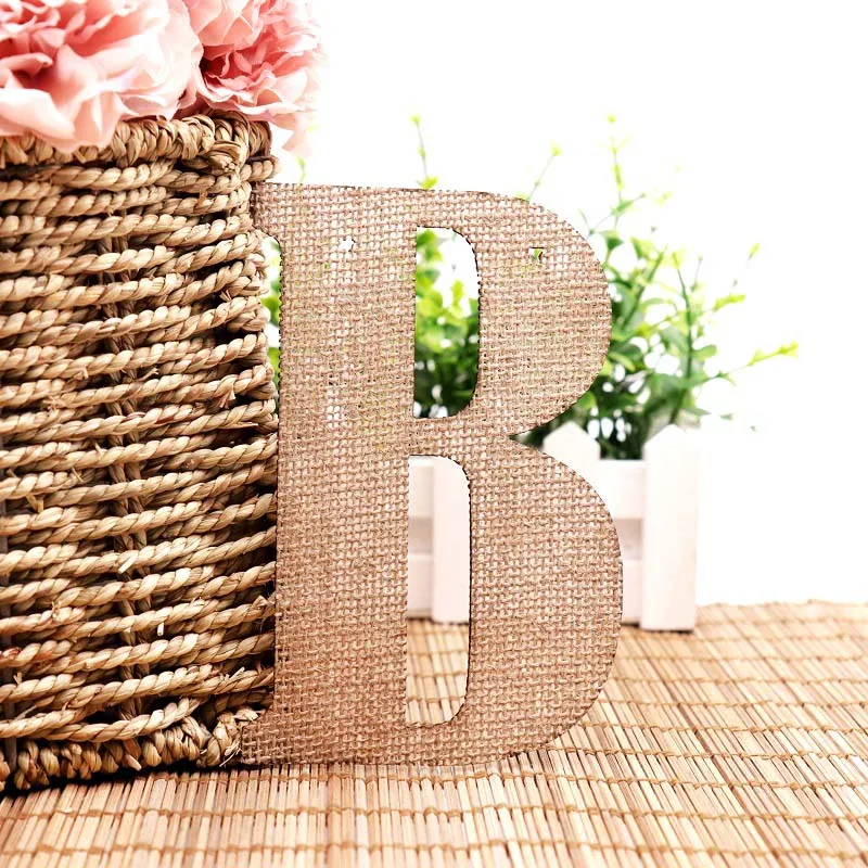 B Винтажный джутовый Hessian из мешковины A-Z буквами алфавита DIY баннеры гирлянды Таблица дисплей для дня рождения Свадебная вечеринка украшения - Цвет: B