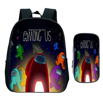 

Game Among Us Kindergarten Backpack 2pcs/set with Pen Bag Students School Rucksack Kids Cartoon Anime Bookbag Children Knapsack