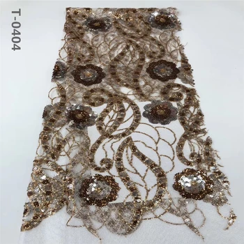 

wholesale price 5yards high quality African sequins lace fabric shining French net lace fabric for making party dress