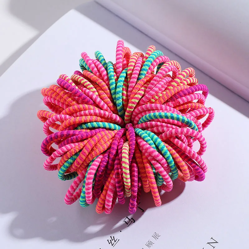 mix colors 5 New 100PCS/Lot Girls Candy Colors Nylon 3CM Rubber Bands Children Safe Elastic Hair Bands Ponytail Holder Kids Hair Accessories - Цвет: mix colors 5