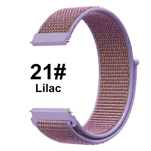 Lilac Ремешок для Galaxy Watch 46 мм, нейлоновый сменный спортивный ремешок для Galaxy Watch 42, застежка для браслета на липучке для активных часов 2 1 - Цвет ремешка: Lilac